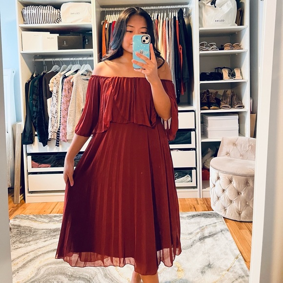 NWT ASOS Rust Ruffle Strapless Dress - Picture 3 of 9